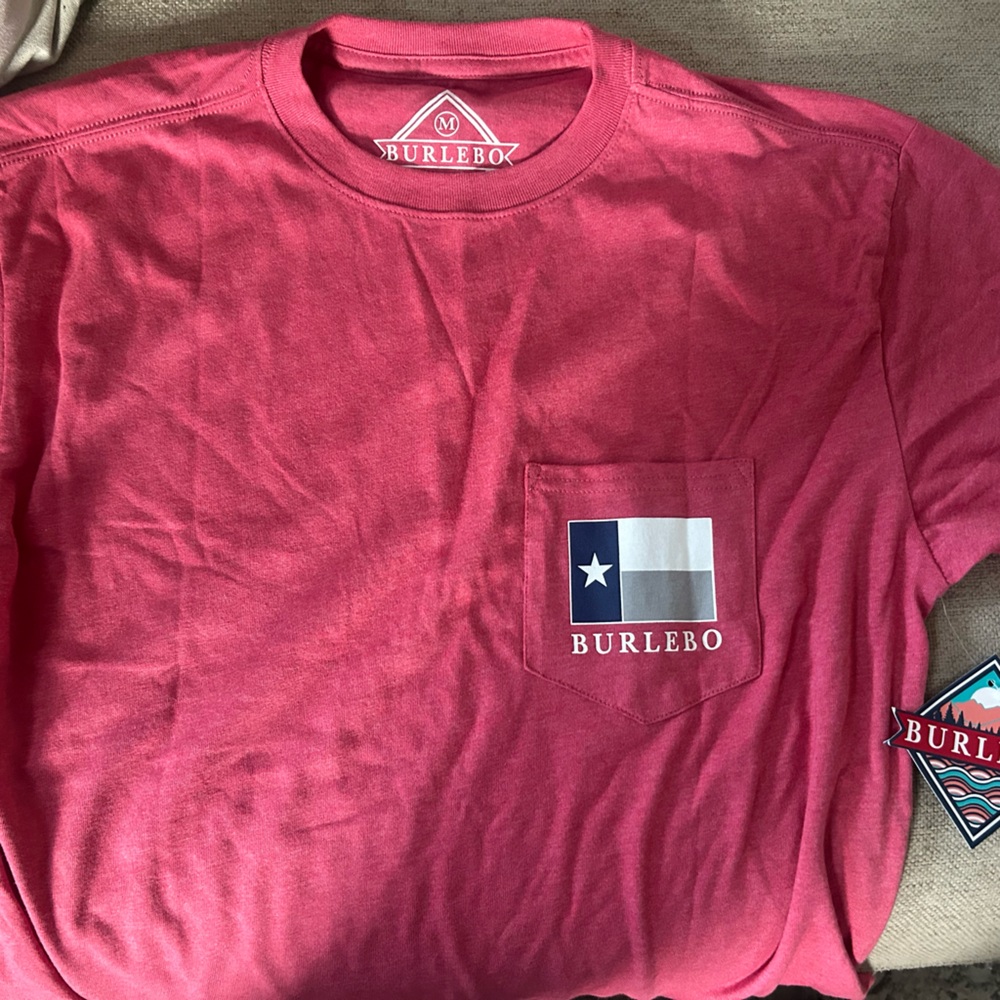 BURLEBO Maroon Pocket Tee with Flag Graphic